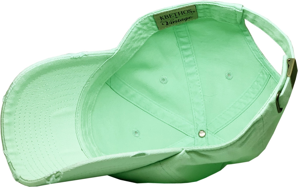 Pistachio Distressed Vintage Baseball Cap Inside Turned Over View